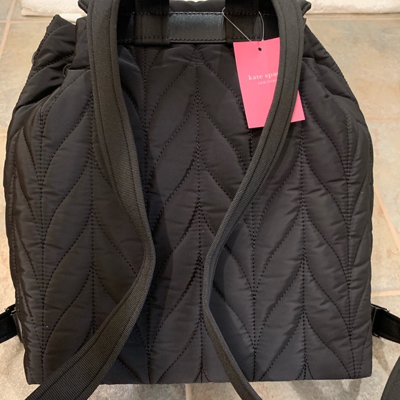 KATE SPADE ELLIE LARGE FLAP BACKPACK BLACK QUILTED - Picture 4 of 8
